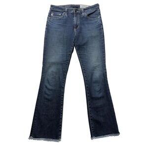 AG Adriano Goldschmied The Jodi Crop Womens 26R Blue Slim Flare Raw Hem Jeans
